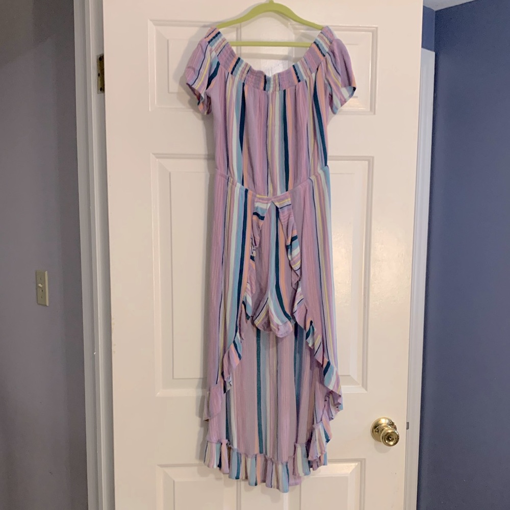 Striped hi-low romper